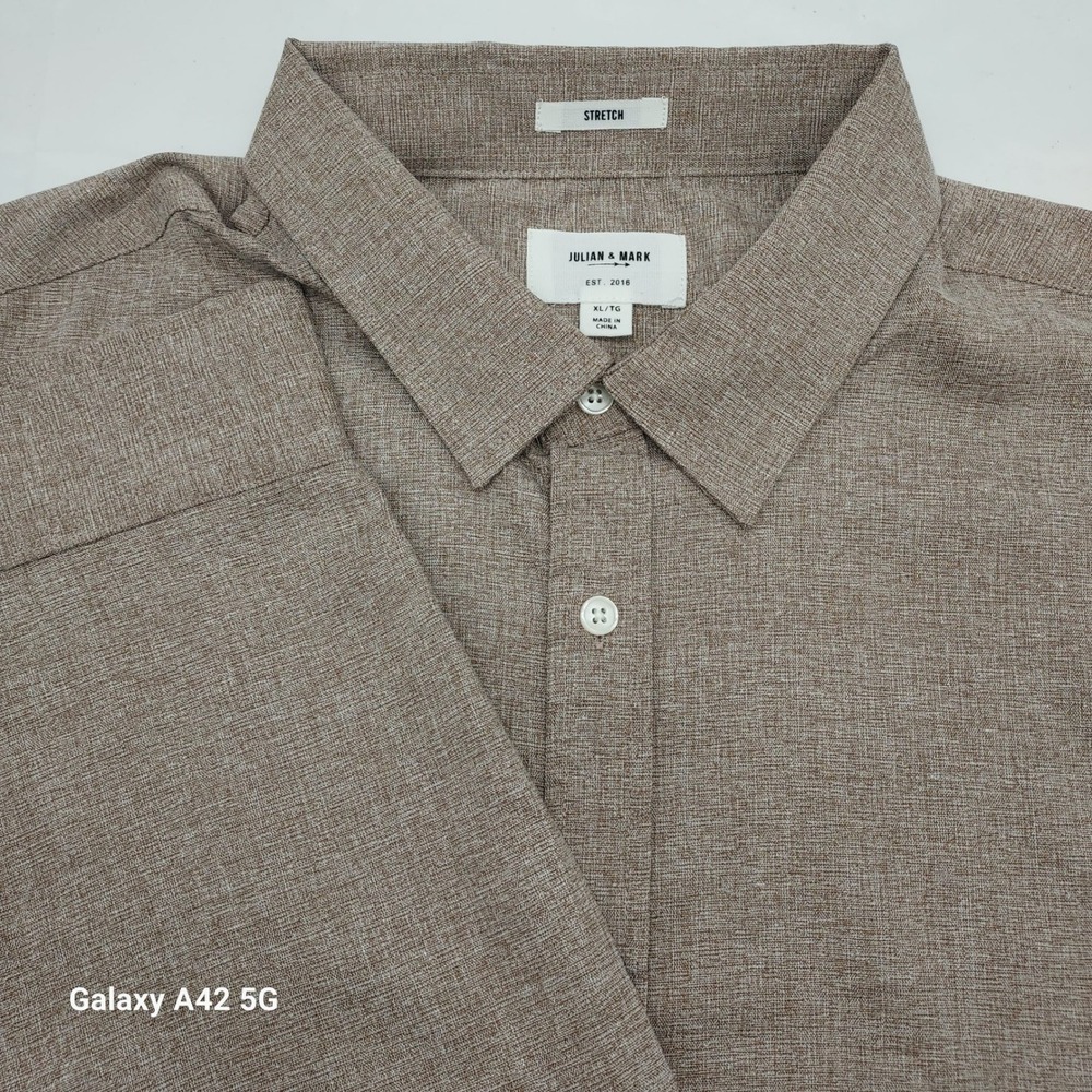 Julian & Mark Mens XL Brown Heathered Stretch Long Sleeve Button Down Shirt